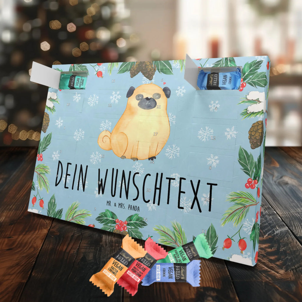 Personalisierter veganer Adventskalender Mops Personalisierter veganer Adventskalender, Hund, Hundemotiv, Haustier, Hunderasse, Tierliebhaber, Hundebesitzer, Sprüche, Mops, Liebe, Hundeliebe