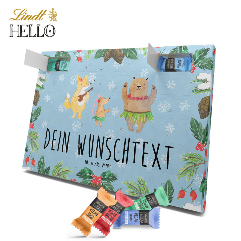 Personalisierter veganer Adventskalender Waldtiere Aloha Personalisierter veganer Adventskalender, Tiermotive, Gute Laune, lustige Sprüche, Tiere, Wald, Waldtiere, Musik, Aloha, Bär, Hase, Igel, Tanzen, Leben, Lachen