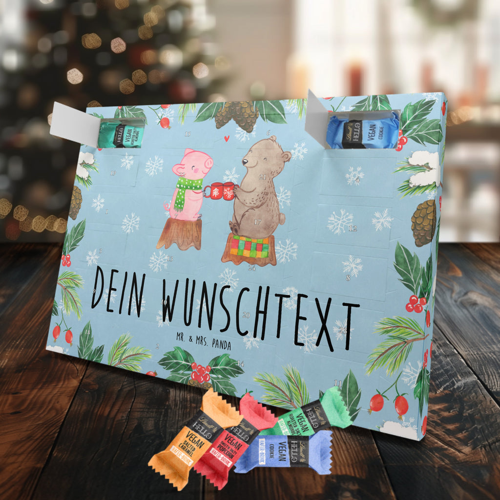 Personalisierter veganer Adventskalender Glühschwein Sause Personalisierter veganer Adventskalender, Winter, Weihnachten, Weihnachtsdeko, Nikolaus, Advent, Heiligabend, Wintermotiv, Prost, Alles Gute, Weihnachtszeit, Schwein, Bär