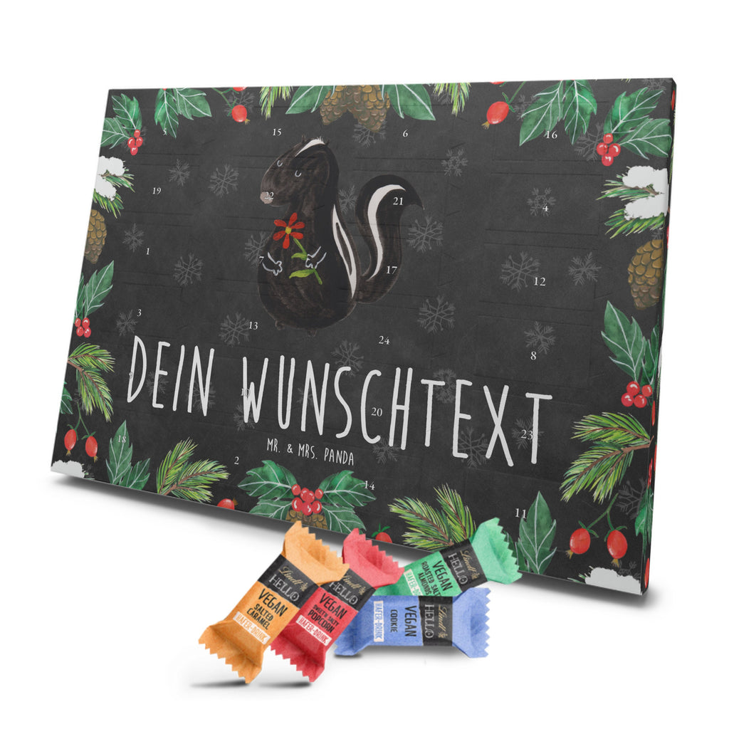 Personalisierter veganer Adventskalender Stinktier Blume Personalisierter veganer Adventskalender, Stinktier, Skunk, Wildtier, Raubtier, Stinker, Stinki, Tagträumer, verträumt, Dreams, Träume