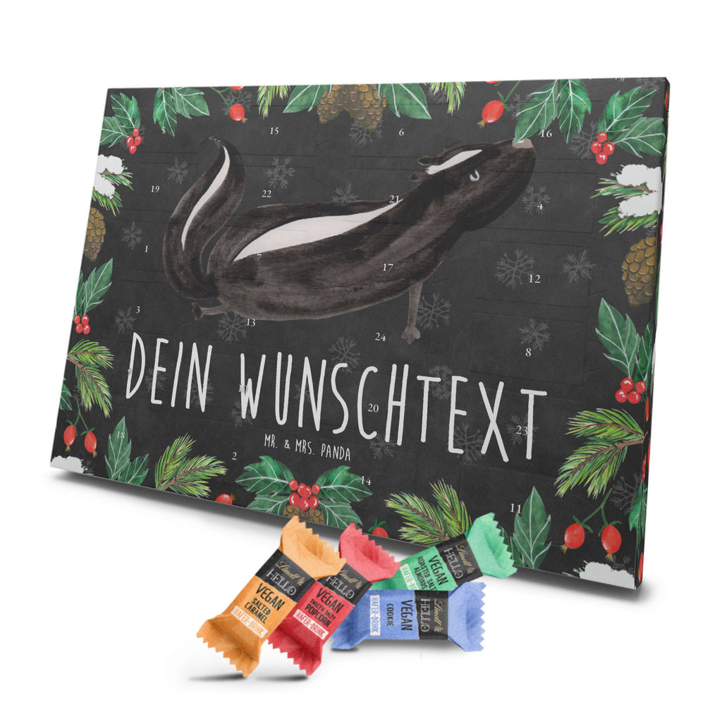 Personalisierter veganer Adventskalender Stinktier Yoga Personalisierter veganer Adventskalender, Stinktier, Skunk, Wildtier, Raubtier, Stinker, Stinki, Yoga, Namaste, Lebe, Liebe, Lache