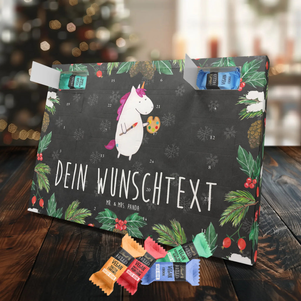 Personalisierter veganer Adventskalender Einhorn Künstler Personalisierter veganer Adventskalender, Einhorn, Einhörner, Einhorn Deko, Pegasus, Unicorn, Englisch, Künstler, Artist, Malen, Zeichnen, Welt, Farbe, Stift, Pinsel, Geschenk, Maler