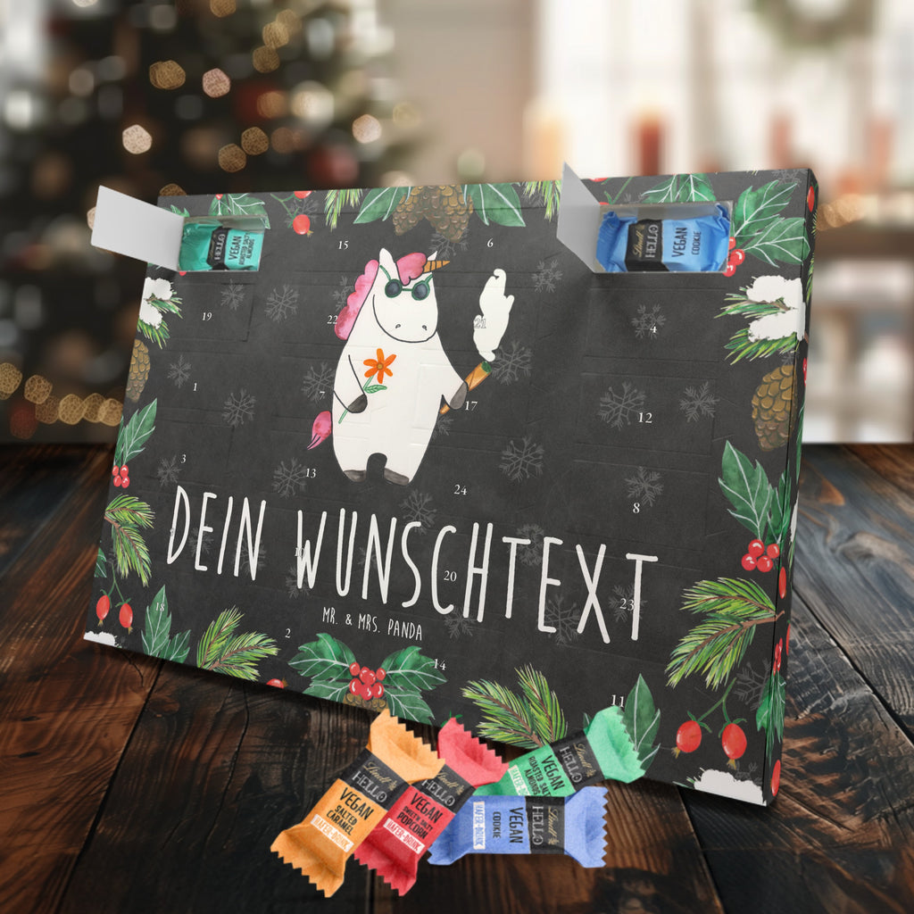 Personalisierter veganer Adventskalender Einhorn Woodstock Personalisierter veganer Adventskalender, Einhorn, Einhörner, Einhorn Deko, Pegasus, Unicorn, Kiffen, Joint, Zigarette, Alkohol, Party, Spaß. lustig, witzig, Woodstock