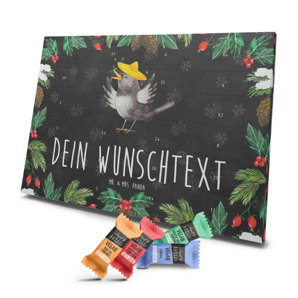 Personalisierter veganer Adventskalender Rabe Sombrero Personalisierter veganer Adventskalender, Tiermotive, Gute Laune, lustige Sprüche, Tiere, Rabe, Vogel, Vögel, Spruch positiv, fröhlich sein, glücklich sein, Glück Spruch, froh, Elster, Motivation