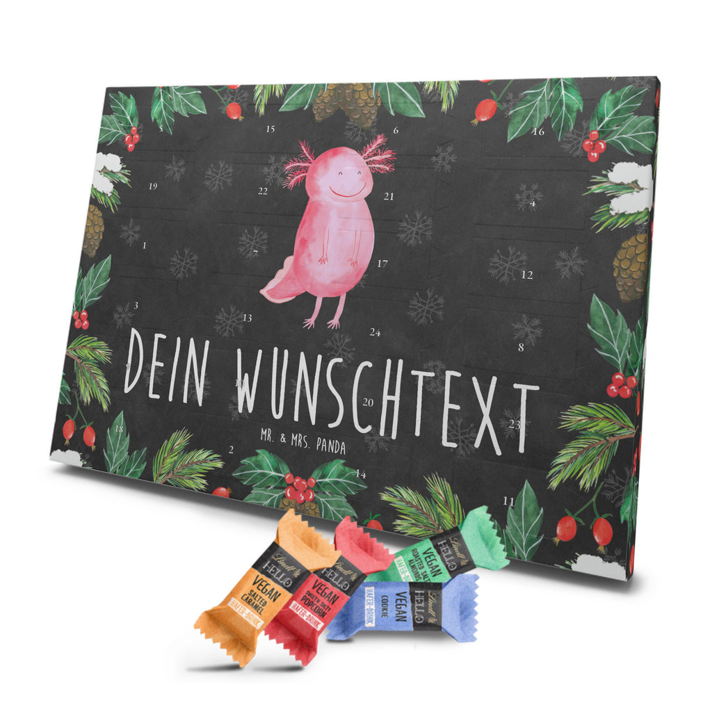 Personalisierter veganer Adventskalender Axolotl Glücklich Personalisierter veganer Adventskalender, Axolotl, Molch, Axolot, Schwanzlurch, Lurch, Lurche, Motivation, gute Laune