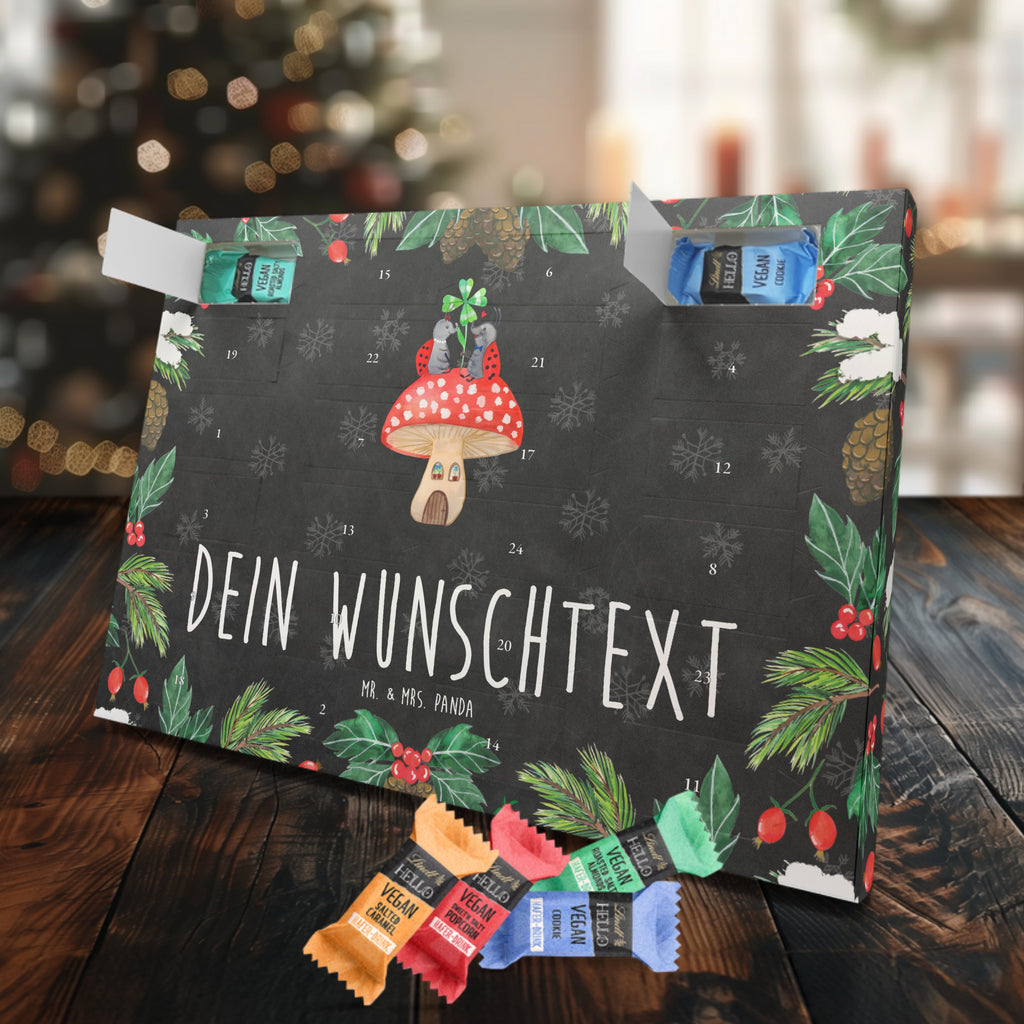 Personalisierter veganer Adventskalender Marienkäfer Fliegenpilz Personalisierter veganer Adventskalender, Tiermotive, Gute Laune, lustige Sprüche, Tiere, Haus, Wohnung, zuhause, Fliegenpilz, Marienkäfer, Fleigenpilzhaus