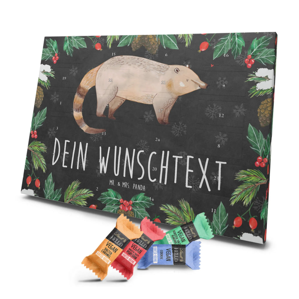 Personalisierter veganer Adventskalender Nasenbär Personalisierter veganer Adventskalender, Tiermotive, Gute Laune, lustige Sprüche, Tiere, Nasenbär, Nasenbären, Rüsselbär, Bär