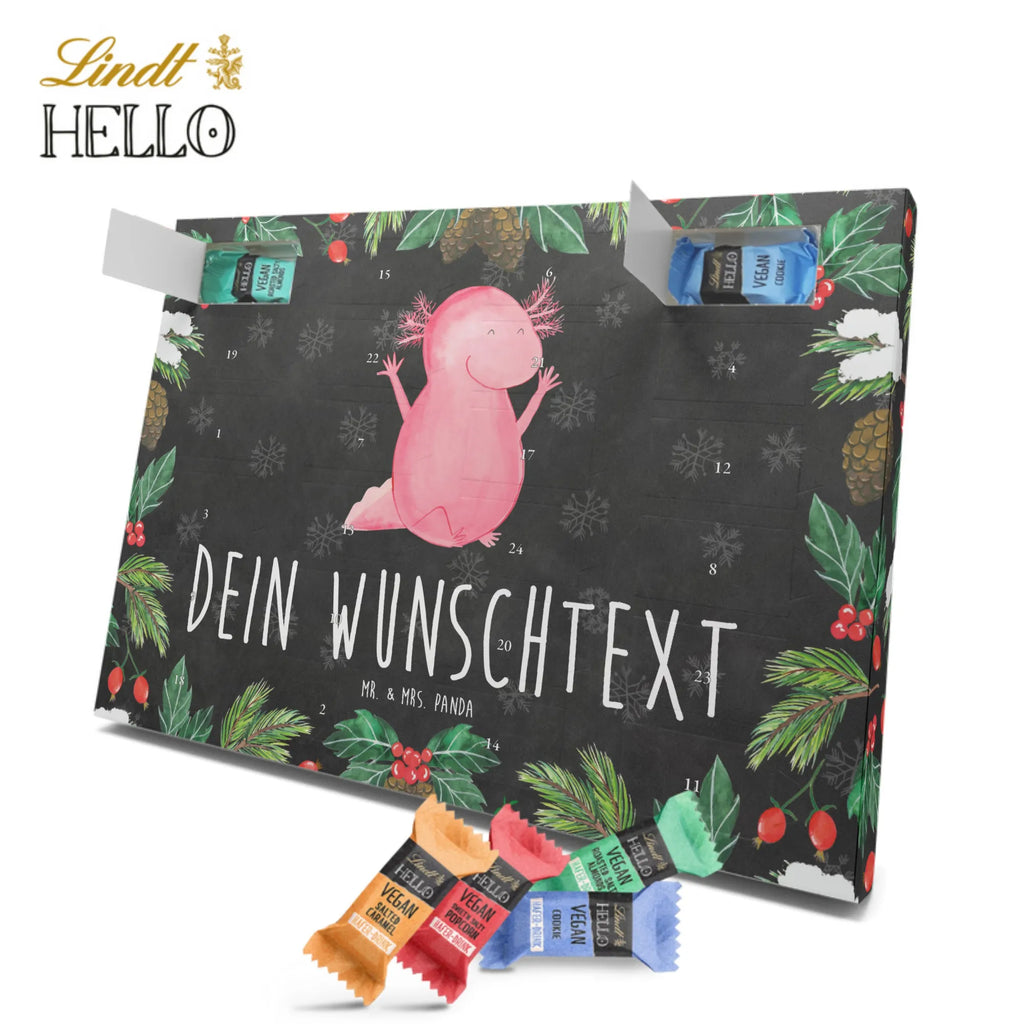 Personalisierter veganer Adventskalender Axolotl Hurra Personalisierter veganer Adventskalender, Axolotl, Molch, Axolot, Schwanzlurch, Lurch, Lurche, fröhlich, Spaß, Freude, Motivation, Zufriedenheit