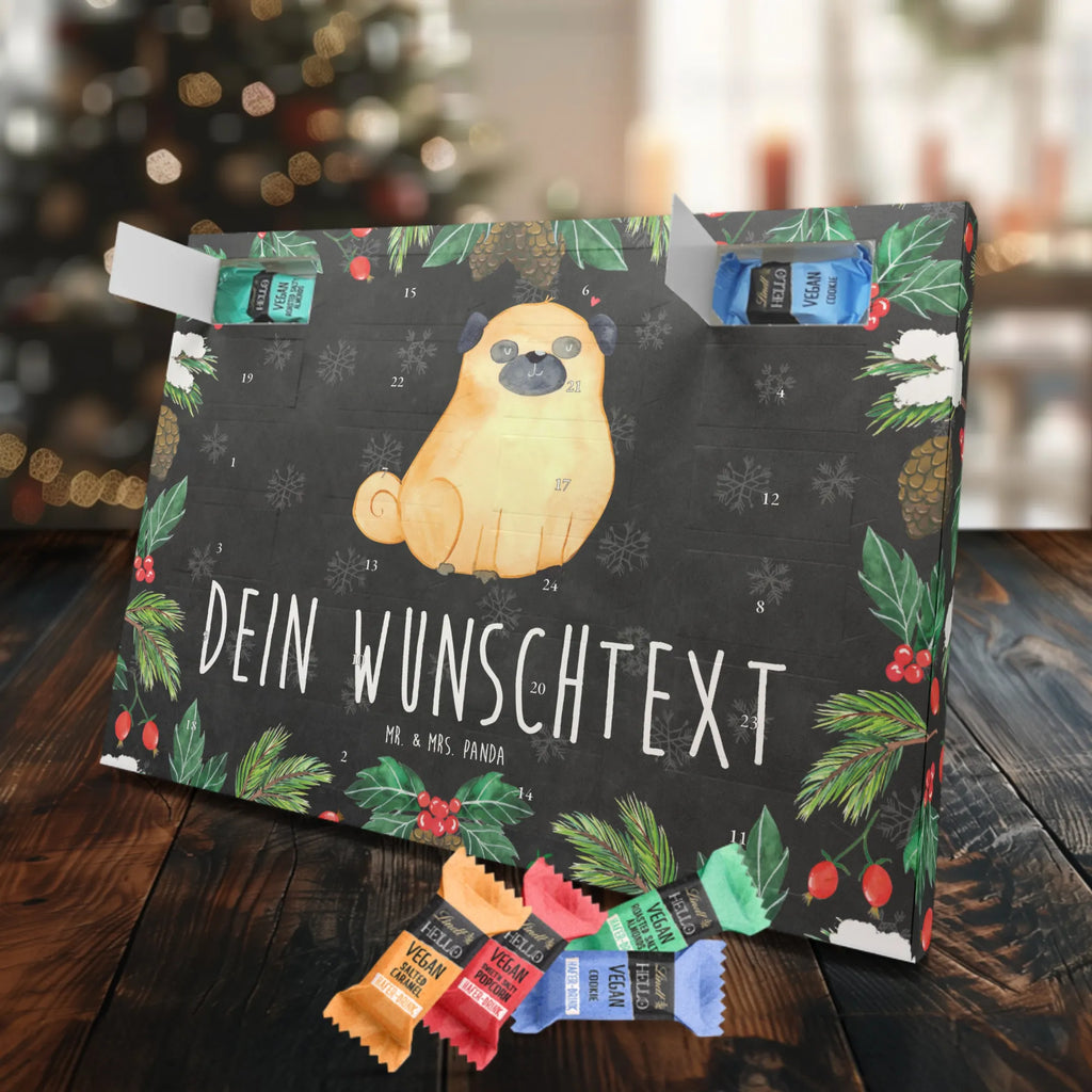 Personalisierter veganer Adventskalender Mops Personalisierter veganer Adventskalender, Hund, Hundemotiv, Haustier, Hunderasse, Tierliebhaber, Hundebesitzer, Sprüche, Mops, Liebe, Hundeliebe