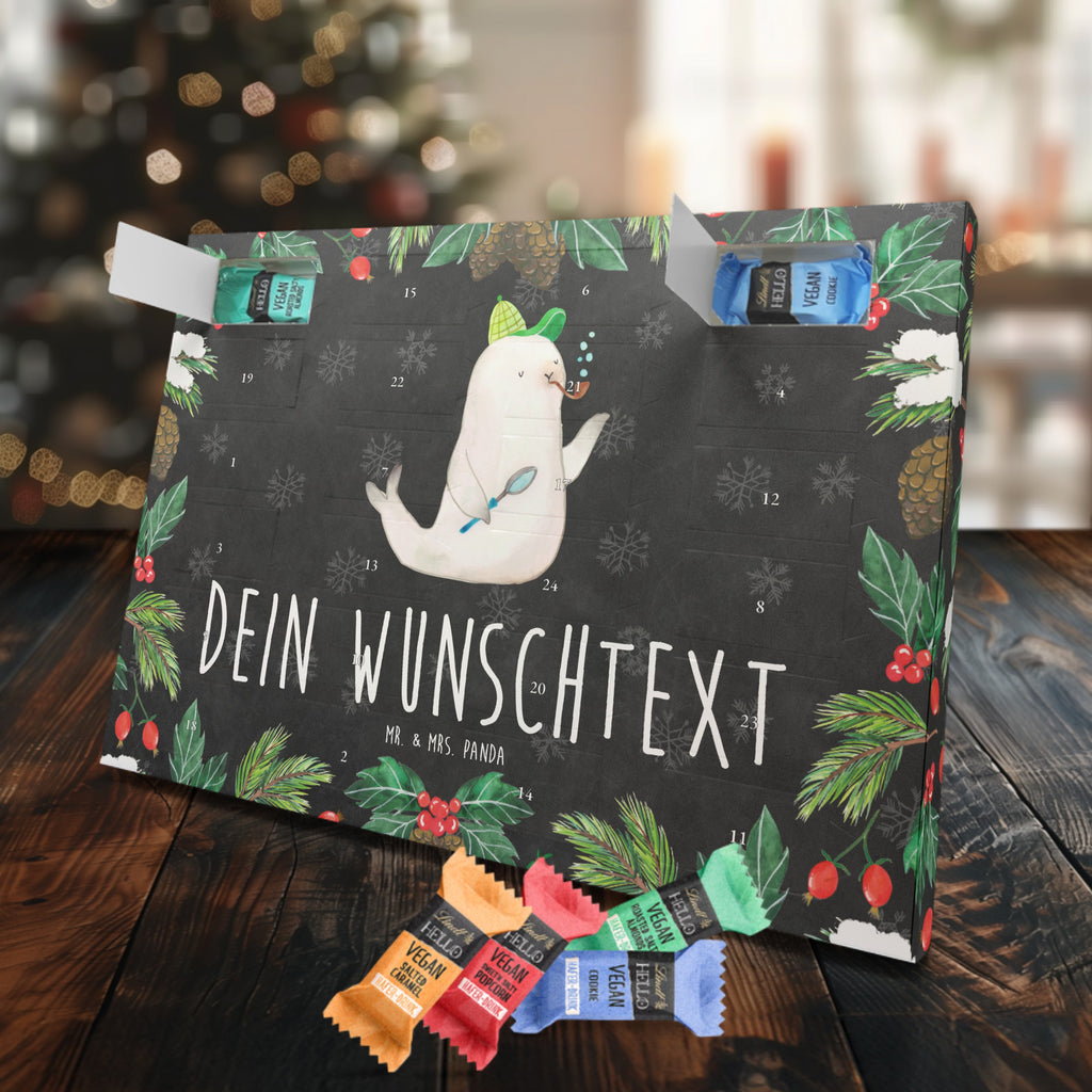 Personalisierter veganer Adventskalender Robbe Sherlock Personalisierter veganer Adventskalender, Tiermotive, Gute Laune, lustige Sprüche, Tiere