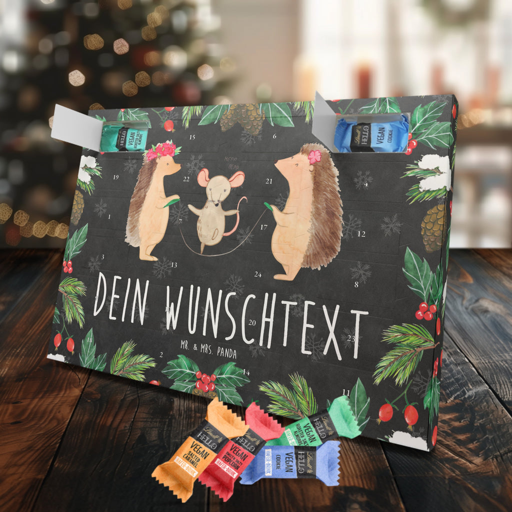 Personalisierter veganer Adventskalender Igel Seilhüpfen Personalisierter veganer Adventskalender, Tiermotive, Gute Laune, lustige Sprüche, Tiere, Igel, Maus, Seilspringen, Seilhüpfen, Kinder, Kindergarten