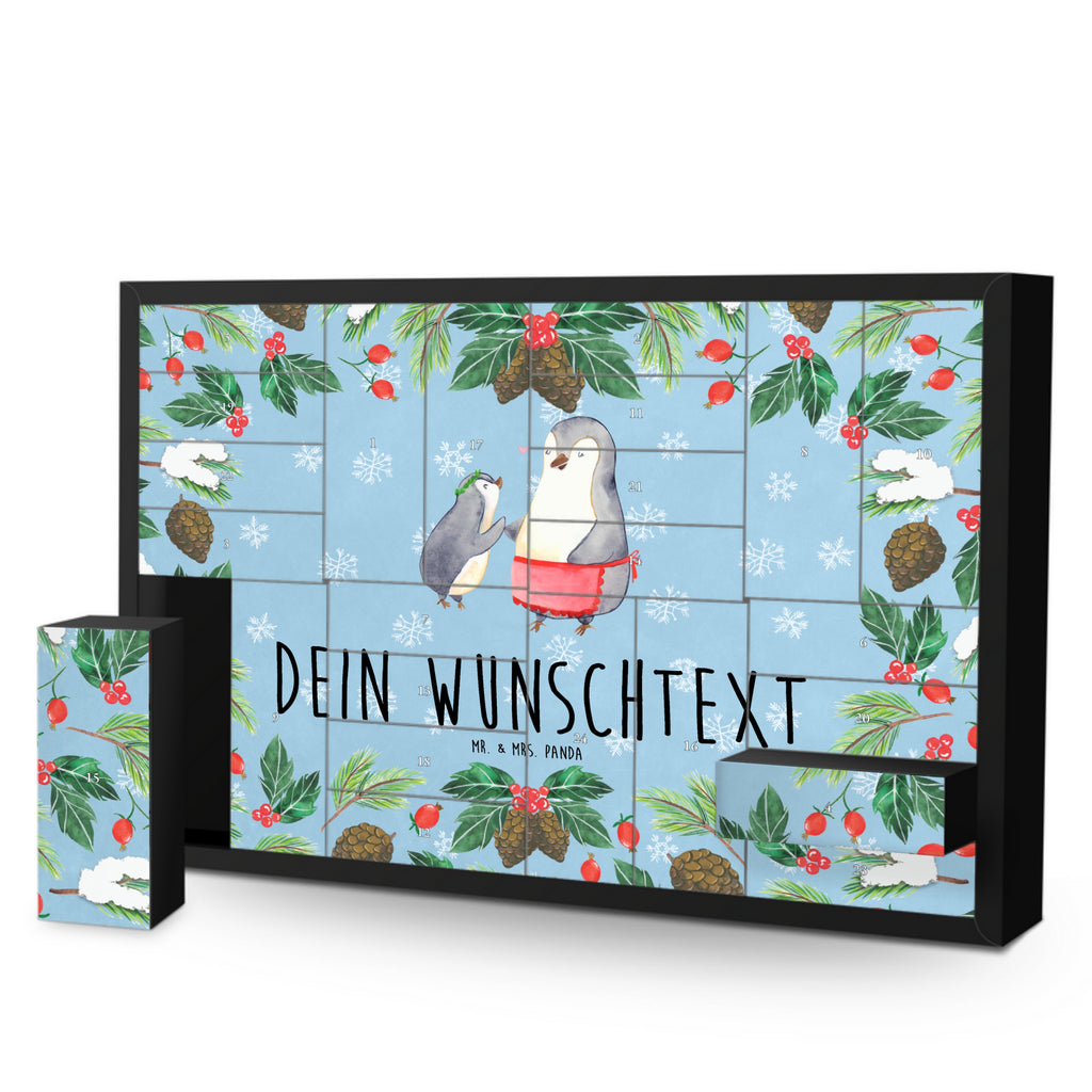 Personalisierter Befüllbarer Adventskalender Pinguin mit Kind Befüllbarer Adventskalender, Adventskalender zum selbst befüllen, Familie, Vatertag, Muttertag, Bruder, Schwester, Mama, Papa, Oma, Opa, Geschenk, Mami, Mutti, Mutter, Geburststag