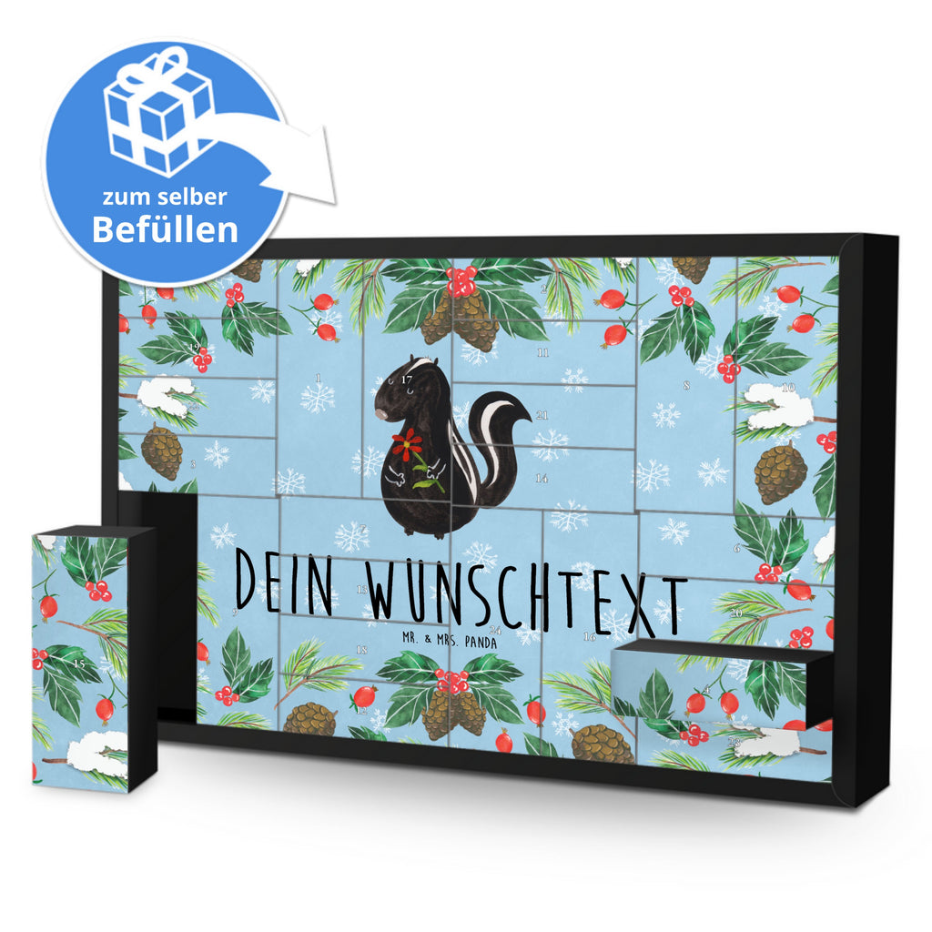 Personalisierter Befüllbarer Adventskalender Stinktier Blume Befüllbarer Adventskalender, Adventskalender zum selbst befüllen, Stinktier, Skunk, Wildtier, Raubtier, Stinker, Stinki, Tagträumer, verträumt, Dreams, Träume