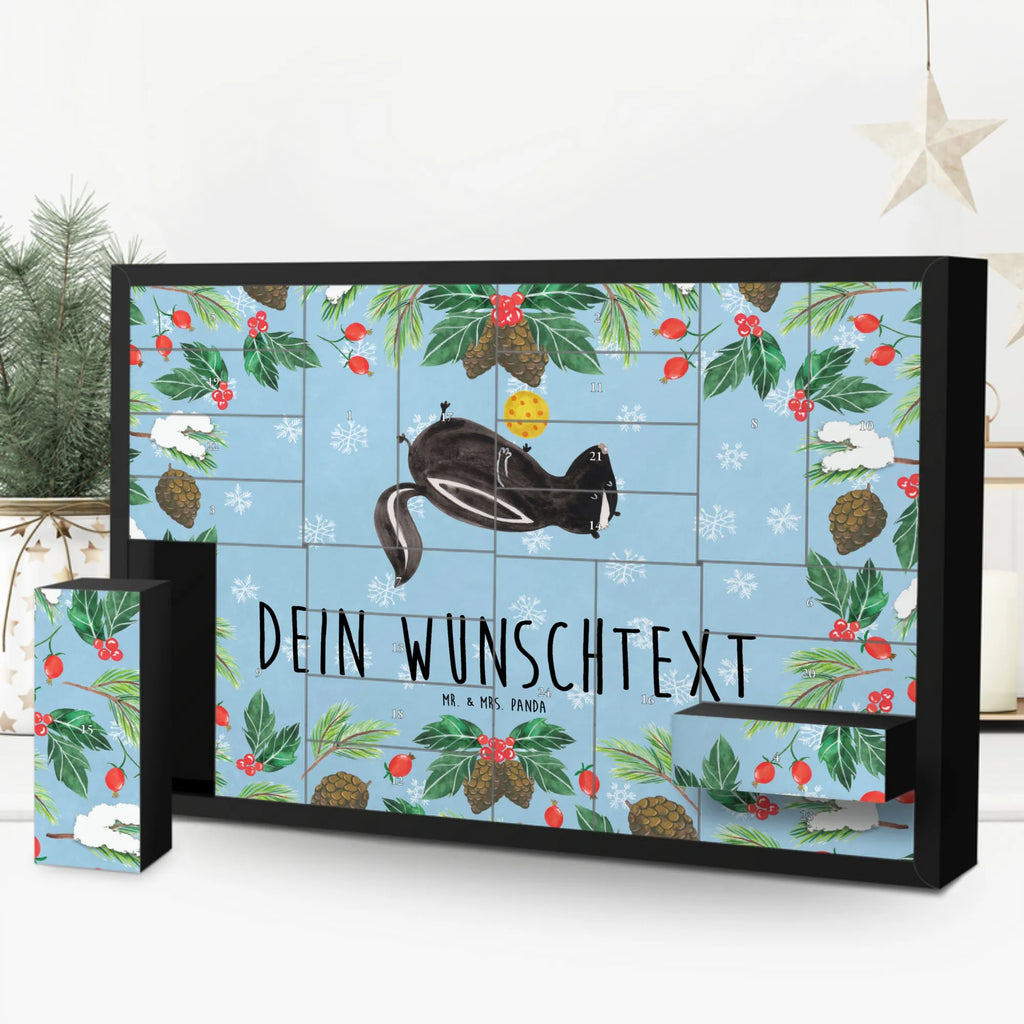 Personalisierter Befüllbarer Adventskalender Stinktier Ball Befüllbarer Adventskalender, Adventskalender zum selbst befüllen, Stinktier, Skunk, Wildtier, Raubtier, Stinker, Stinki, verspielt, Weisheit