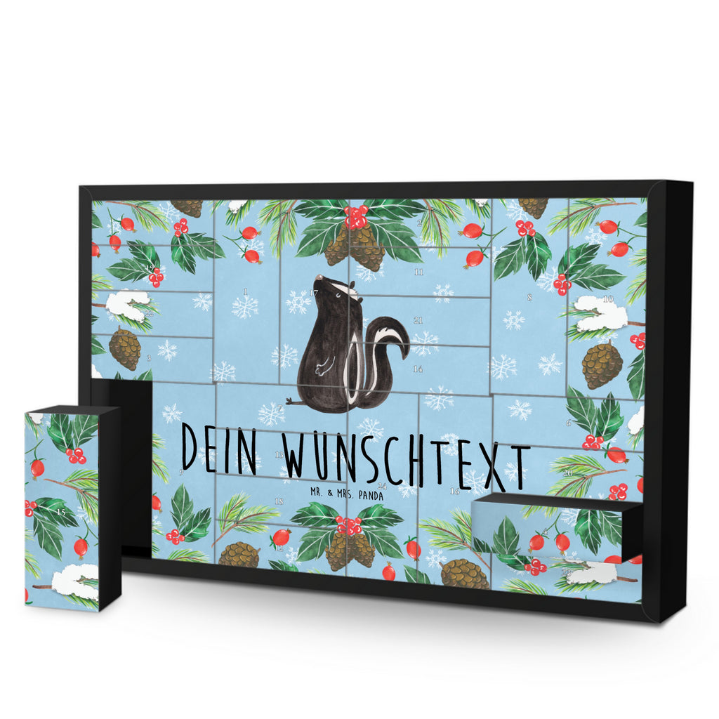 Personalisierter Befüllbarer Adventskalender Stinktier Sitzen Befüllbarer Adventskalender, Adventskalender zum selbst befüllen, Stinktier, Skunk, Wildtier, Raubtier, Stinker, Stinki, Spruch, Büro, Recht, Besserwisser