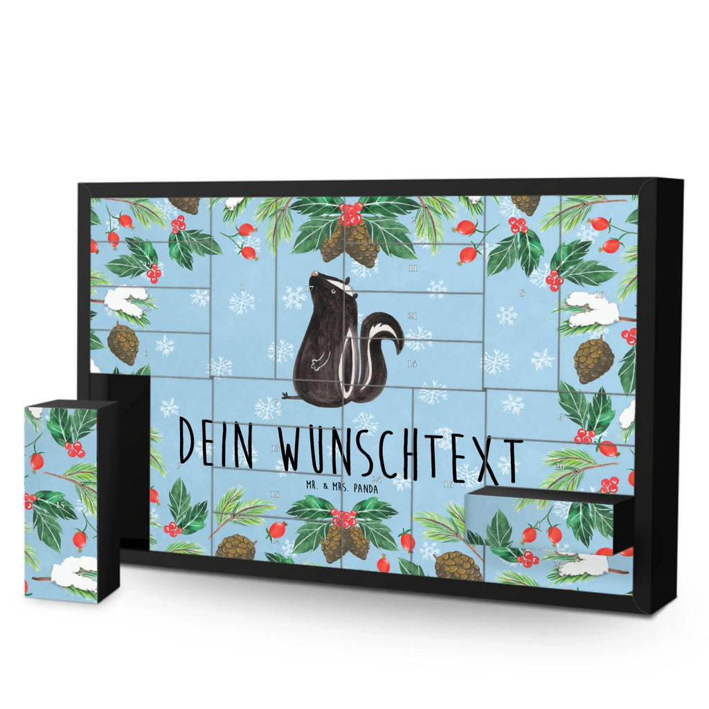 Personalisierter Befüllbarer Adventskalender Stinktier Sitzen Befüllbarer Adventskalender, Adventskalender zum selbst befüllen, Stinktier, Skunk, Wildtier, Raubtier, Stinker, Stinki, Spruch, Büro, Recht, Besserwisser