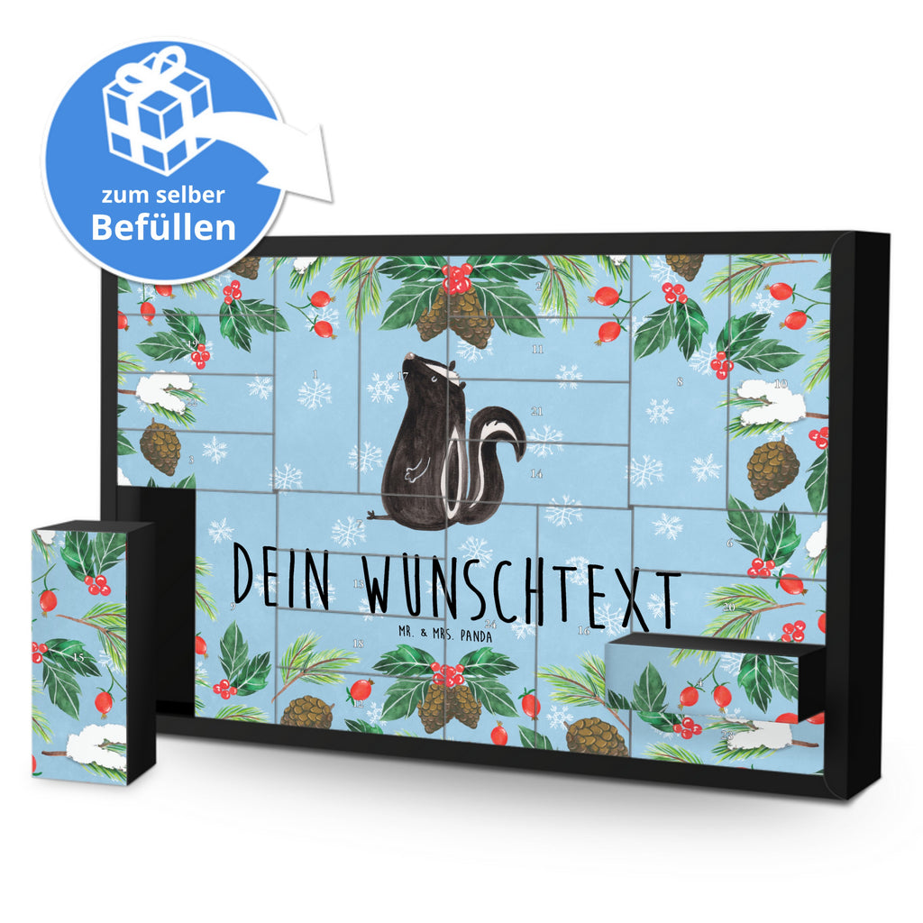 Personalisierter Befüllbarer Adventskalender Stinktier Sitzen Befüllbarer Adventskalender, Adventskalender zum selbst befüllen, Stinktier, Skunk, Wildtier, Raubtier, Stinker, Stinki, Spruch, Büro, Recht, Besserwisser