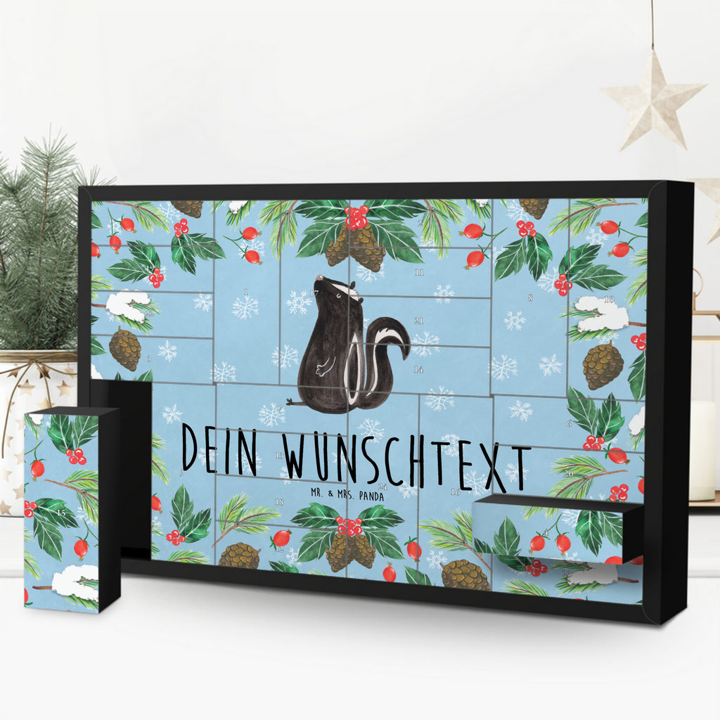 Personalisierter Befüllbarer Adventskalender Stinktier Sitzen Befüllbarer Adventskalender, Adventskalender zum selbst befüllen, Stinktier, Skunk, Wildtier, Raubtier, Stinker, Stinki, Spruch, Büro, Recht, Besserwisser