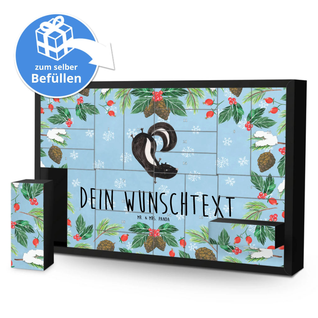 Personalisierter Befüllbarer Adventskalender Stinktier Handstand Befüllbarer Adventskalender, Adventskalender zum selbst befüllen, Stinktier, Skunk, Wildtier, Raubtier, Stinker, Stinki, Spielplatz, verpielt, Kind