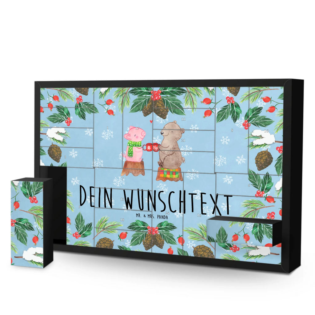 Personalisierter Befüllbarer Adventskalender Glühschwein Sause Befüllbarer Adventskalender, Adventskalender zum selbst befüllen, Winter, Weihnachten, Weihnachtsdeko, Nikolaus, Advent, Heiligabend, Wintermotiv, Prost, Alles Gute, Weihnachtszeit, Schwein, Bär