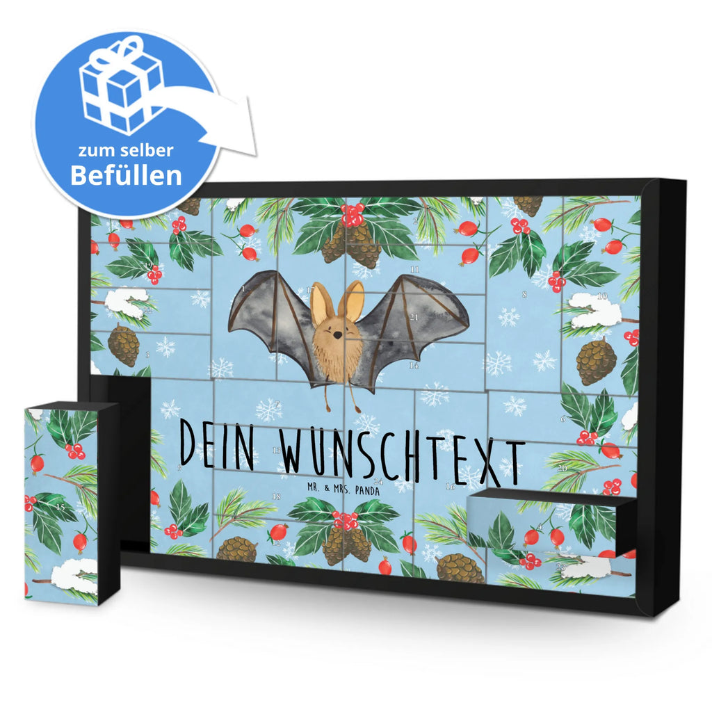 Personalisierter Befüllbarer Adventskalender Fledermaus Flügel Befüllbarer Adventskalender, Adventskalender zum selbst befüllen, Tiermotive, Gute Laune, lustige Sprüche, Tiere