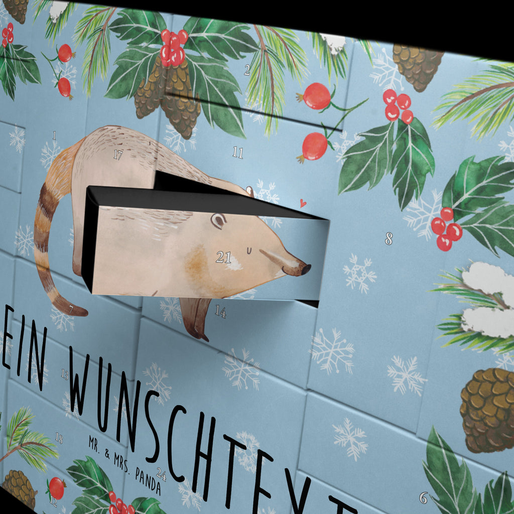 Personalisierter Befüllbarer Adventskalender Nasenbär Befüllbarer Adventskalender, Adventskalender zum selbst befüllen, Tiermotive, Gute Laune, lustige Sprüche, Tiere, Nasenbär, Nasenbären, Rüsselbär, Bär