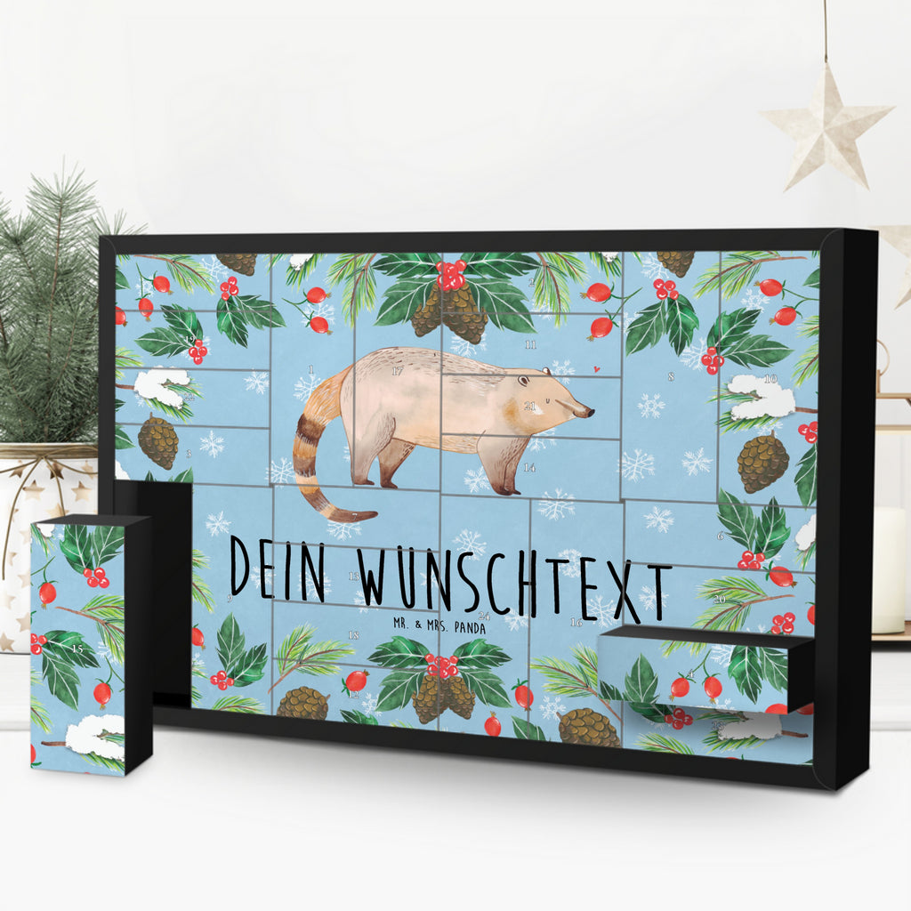 Personalisierter Befüllbarer Adventskalender Nasenbär Befüllbarer Adventskalender, Adventskalender zum selbst befüllen, Tiermotive, Gute Laune, lustige Sprüche, Tiere, Nasenbär, Nasenbären, Rüsselbär, Bär