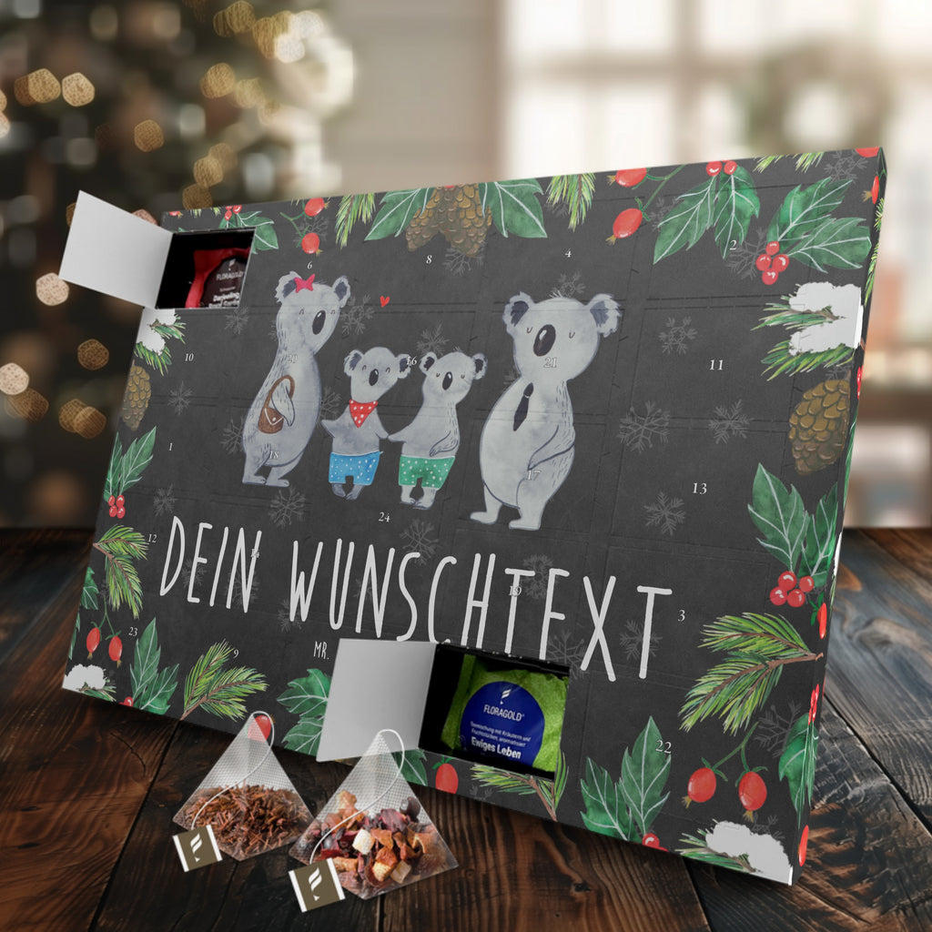 Personalisierter Tee Adventskalender Koala Familie zwei Personalisierter Tee Adventskalender, Familie, Vatertag, Muttertag, Bruder, Schwester, Mama, Papa, Oma, Opa, Koala, Koalabär, beste Familie, Familienzeit, Familienleben, Koalafamilie, Lieblingsfamilie