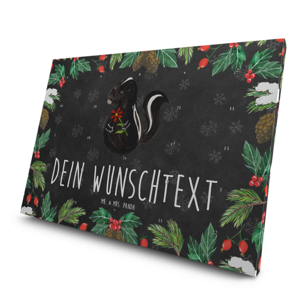 Personalisierter Tee Adventskalender Stinktier Blume Personalisierter Tee Adventskalender, Stinktier, Skunk, Wildtier, Raubtier, Stinker, Stinki, Tagträumer, verträumt, Dreams, Träume