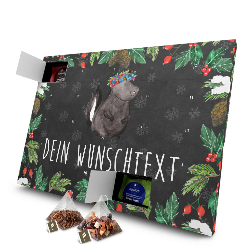 Personalisierter Tee Adventskalender Stinktier Mädchen Personalisierter Tee Adventskalender, Stinktier, Skunk, Wildtier, Raubtier, Stinker, Stinki, Yoga, Namaste, Lebe, Liebe, Lache