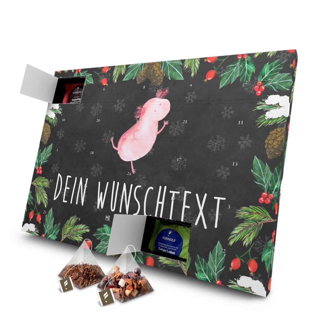 Personalisierter Tee Adventskalender Axolotl Tanzen Personalisierter Tee Adventskalender, Axolotl, Molch, Axolot, Schwanzlurch, Lurch, Lurche, Dachschaden, Sterne, verrückt, Freundin, beste Freundin