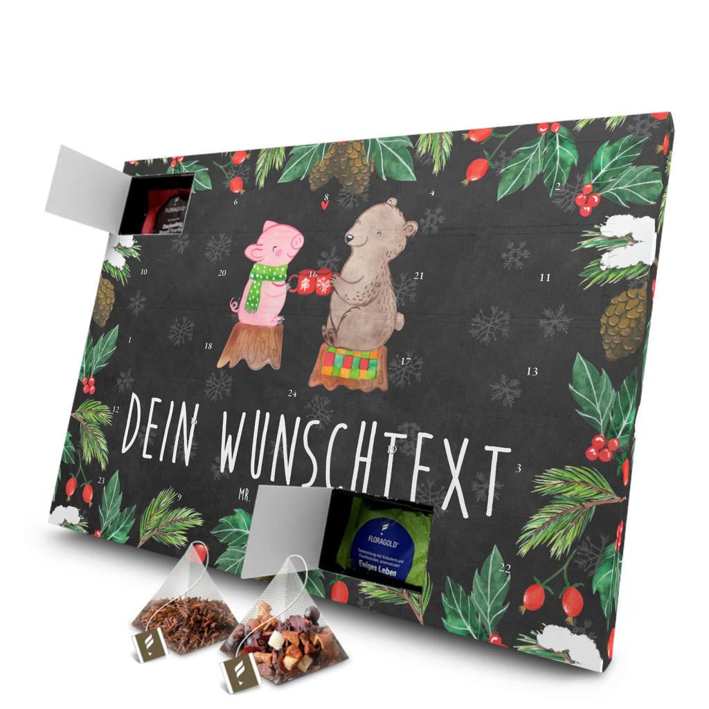 Personalisierter Tee Adventskalender Glühschwein Sause Personalisierter Tee Adventskalender, Winter, Weihnachten, Weihnachtsdeko, Nikolaus, Advent, Heiligabend, Wintermotiv, Prost, Alles Gute, Weihnachtszeit, Schwein, Bär