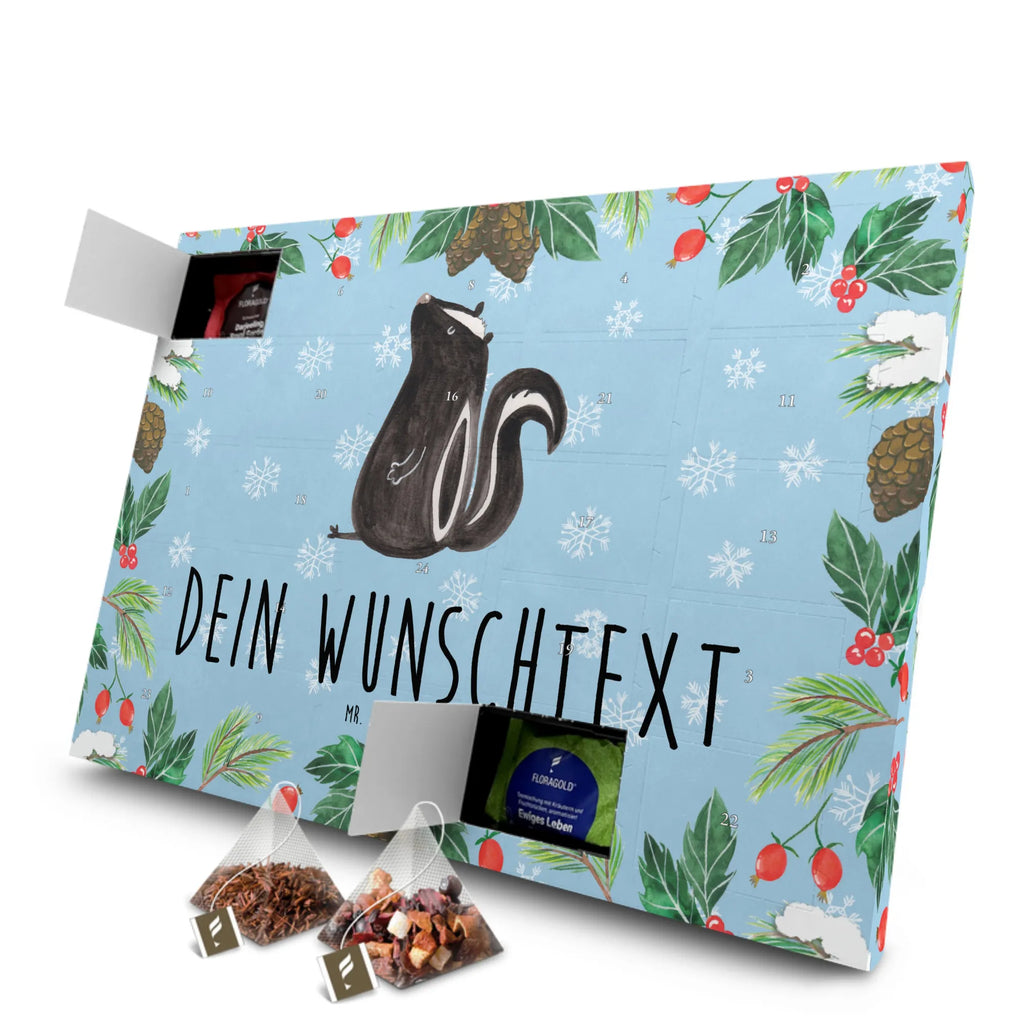 Personalisierter Tee Adventskalender Stinktier Sitzen Personalisierter Tee Adventskalender, Stinktier, Skunk, Wildtier, Raubtier, Stinker, Stinki, Spruch, Büro, Recht, Besserwisser