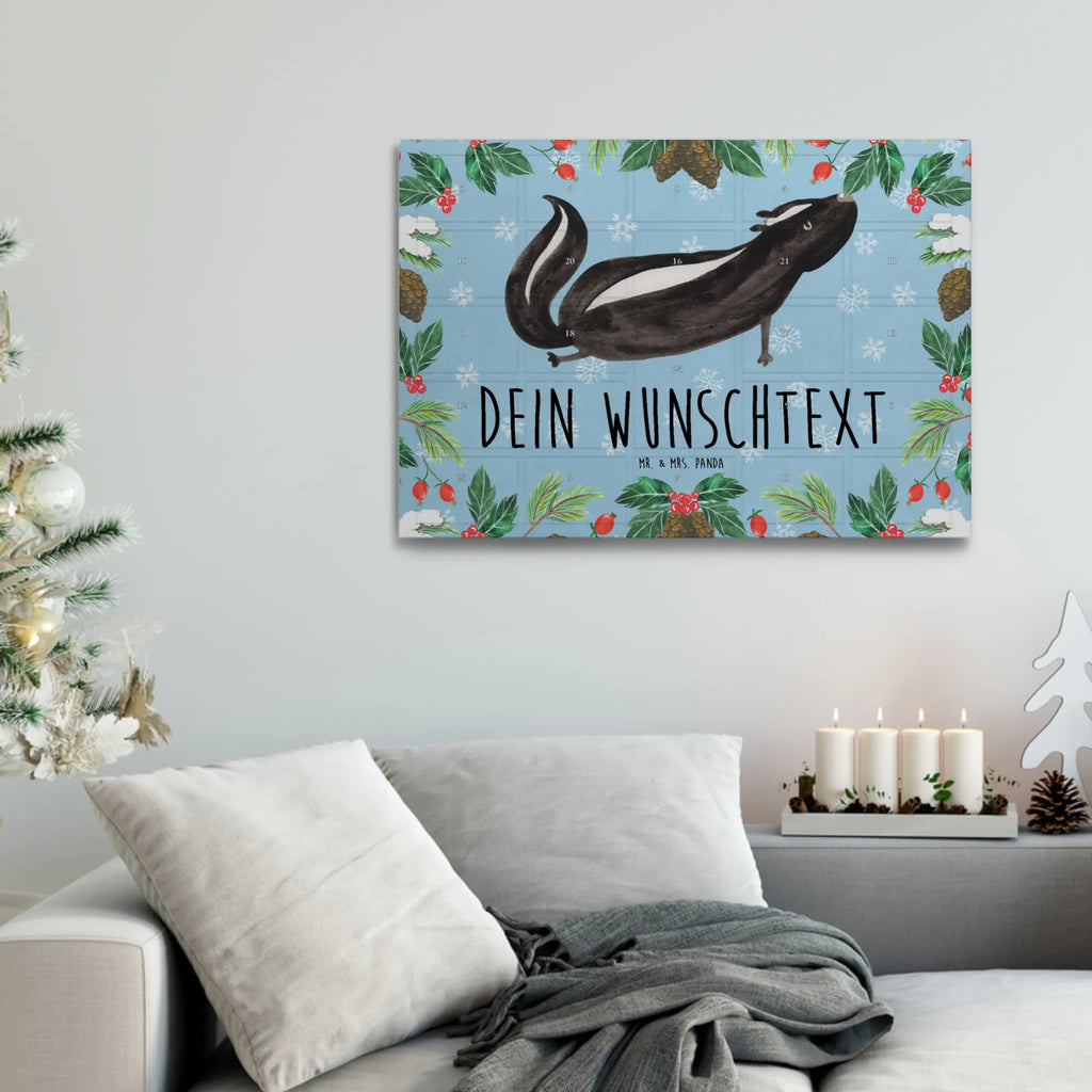 Personalisierter Tee Adventskalender Stinktier Yoga Personalisierter Tee Adventskalender, Stinktier, Skunk, Wildtier, Raubtier, Stinker, Stinki, Yoga, Namaste, Lebe, Liebe, Lache