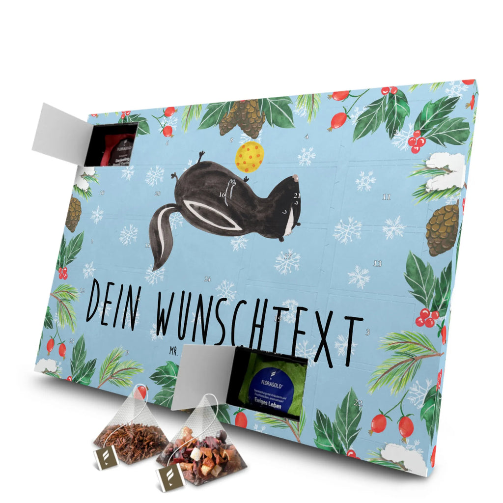 Personalisierter Tee Adventskalender Stinktier Ball Personalisierter Tee Adventskalender, Stinktier, Skunk, Wildtier, Raubtier, Stinker, Stinki, verspielt, Weisheit