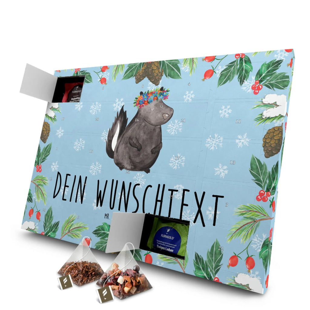 Personalisierter Tee Adventskalender Stinktier Mädchen Personalisierter Tee Adventskalender, Stinktier, Skunk, Wildtier, Raubtier, Stinker, Stinki, Yoga, Namaste, Lebe, Liebe, Lache