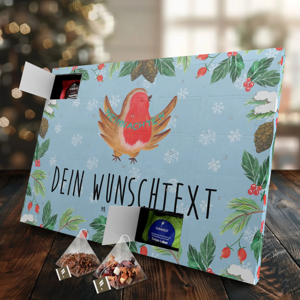 Personalisierter Tee Adventskalender Rotkehlchen Weihnachten Personalisierter Tee Adventskalender, Winter, Weihnachten, Weihnachtsdeko, Nikolaus, Advent, Heiligabend, Wintermotiv, Frohe Weihnachten, Weihnachtsmotiv, Weihnachtsgruß, Vogel, xmas