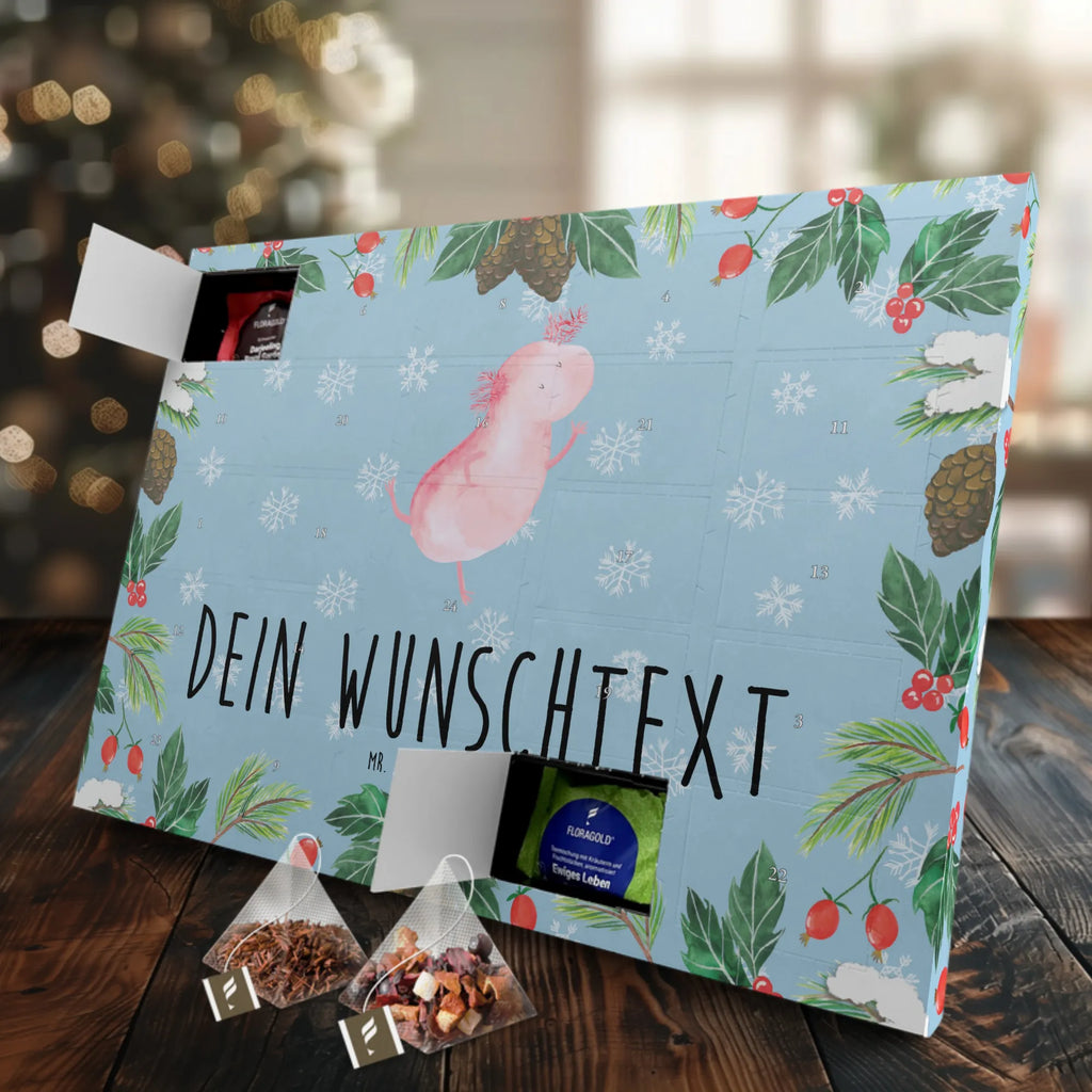 Personalisierter Tee Adventskalender Axolotl Tanzen Personalisierter Tee Adventskalender, Axolotl, Molch, Axolot, Schwanzlurch, Lurch, Lurche, Dachschaden, Sterne, verrückt, Freundin, beste Freundin