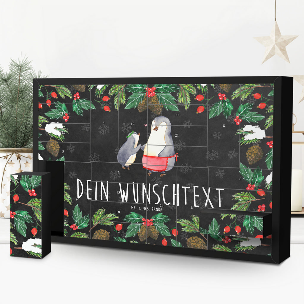 Personalisierter Befüllbarer Adventskalender Pinguin mit Kind Befüllbarer Adventskalender, Adventskalender zum selbst befüllen, Familie, Vatertag, Muttertag, Bruder, Schwester, Mama, Papa, Oma, Opa, Geschenk, Mami, Mutti, Mutter, Geburststag