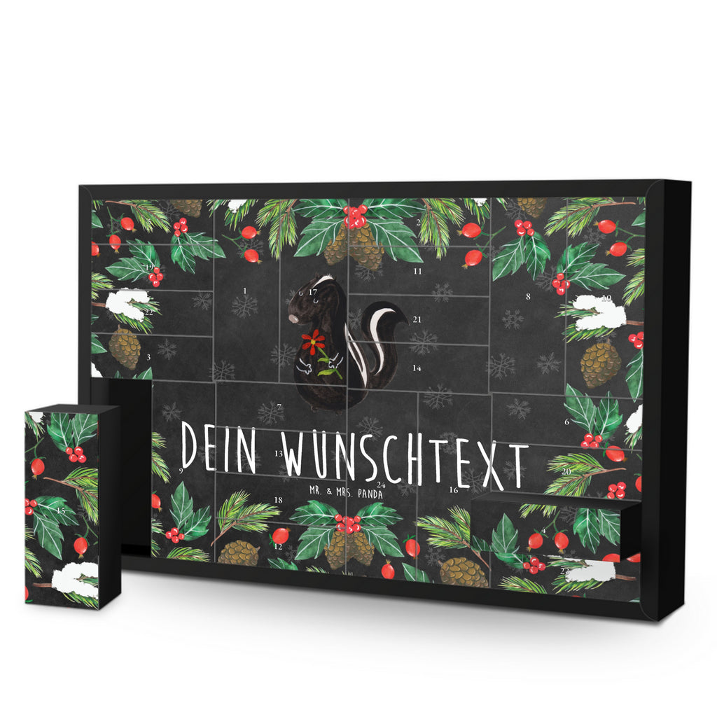 Personalisierter Befüllbarer Adventskalender Stinktier Blume Befüllbarer Adventskalender, Adventskalender zum selbst befüllen, Stinktier, Skunk, Wildtier, Raubtier, Stinker, Stinki, Tagträumer, verträumt, Dreams, Träume