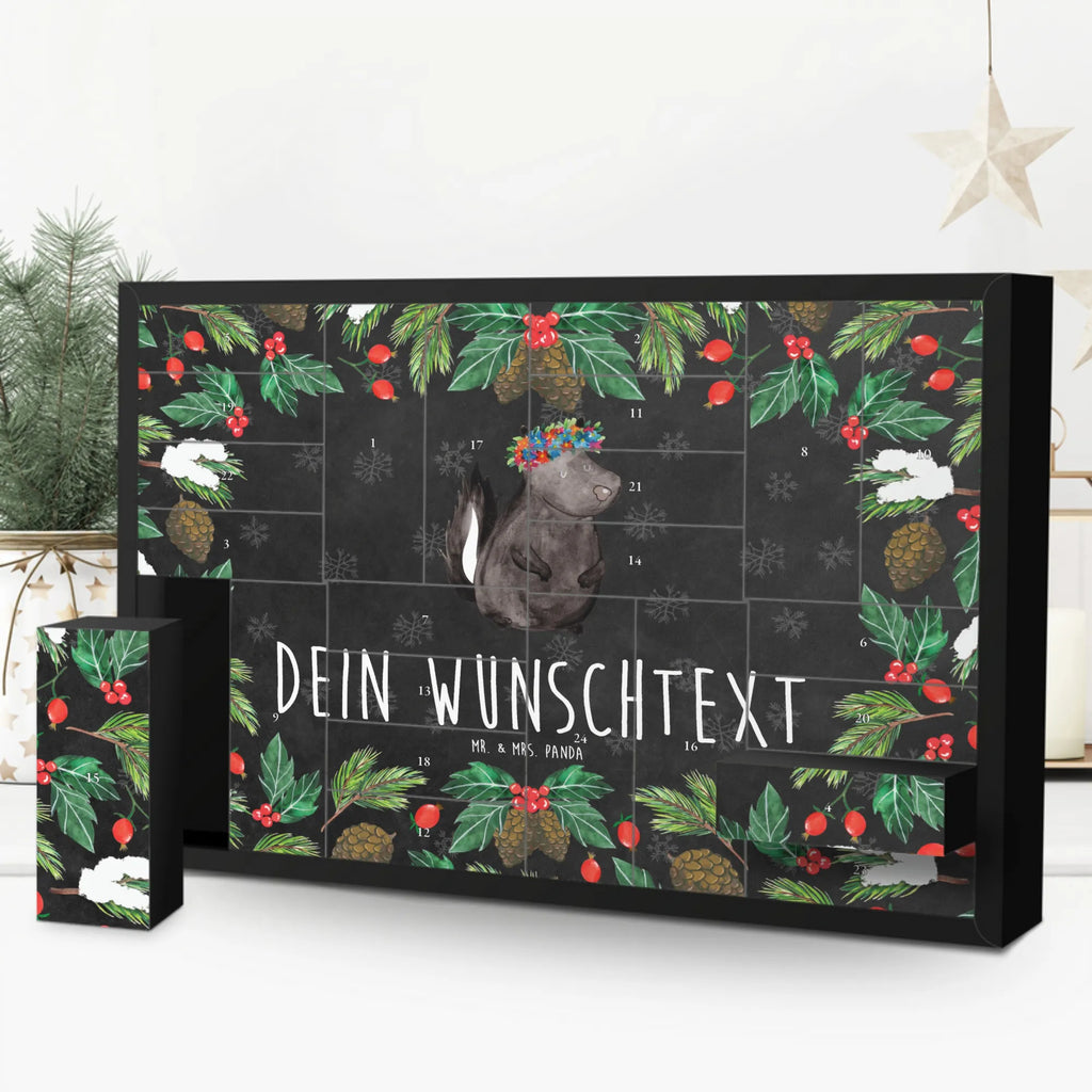 Personalisierter Befüllbarer Adventskalender Stinktier Mädchen Befüllbarer Adventskalender, Adventskalender zum selbst befüllen, Stinktier, Skunk, Wildtier, Raubtier, Stinker, Stinki, Yoga, Namaste, Lebe, Liebe, Lache