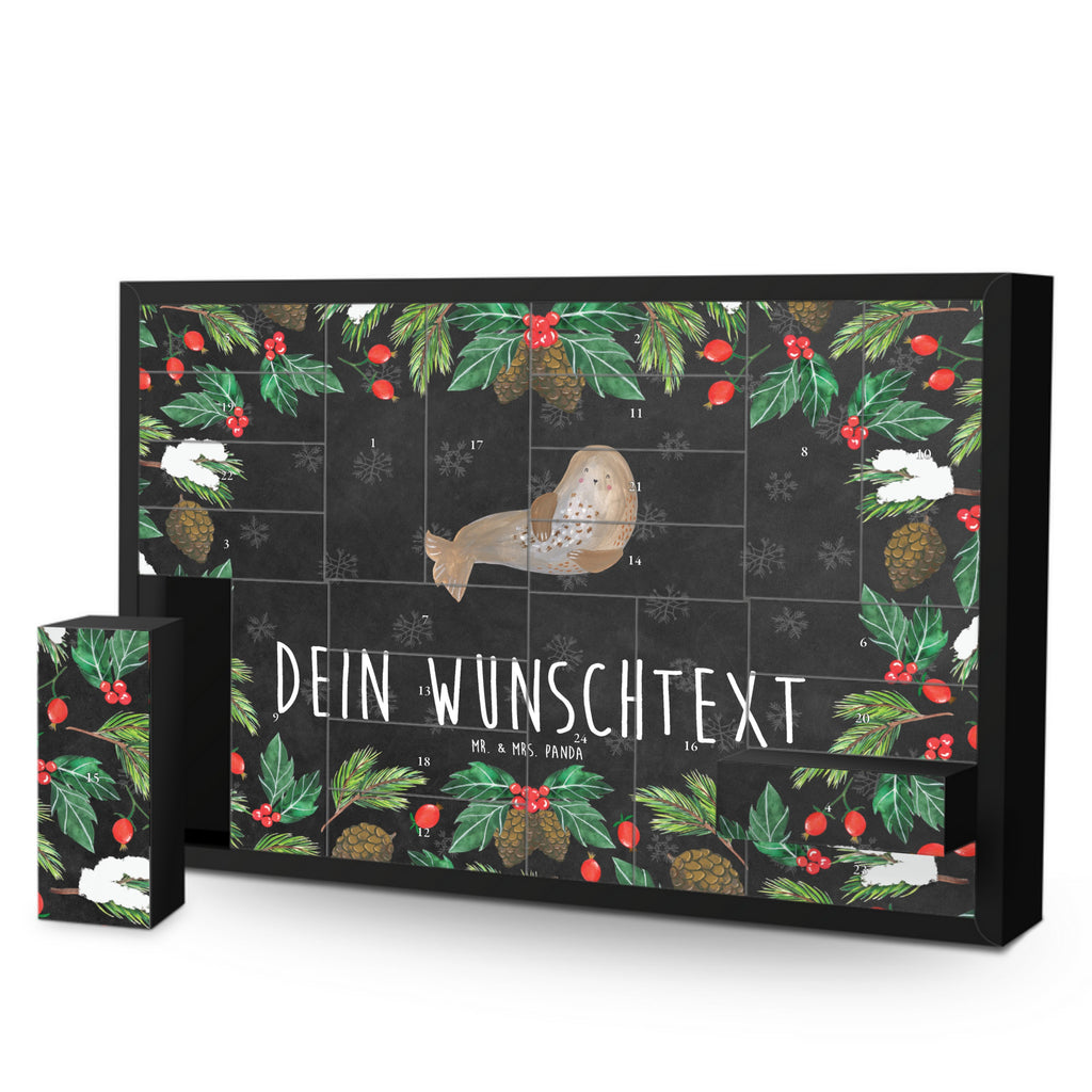 Personalisierter Befüllbarer Adventskalender Robbe Lachen Befüllbarer Adventskalender, Adventskalender zum selbst befüllen, Tiermotive, Gute Laune, lustige Sprüche, Tiere, Robbe, Robben, Seehund, Strand, Meerestier, Ostsee, Nordsee