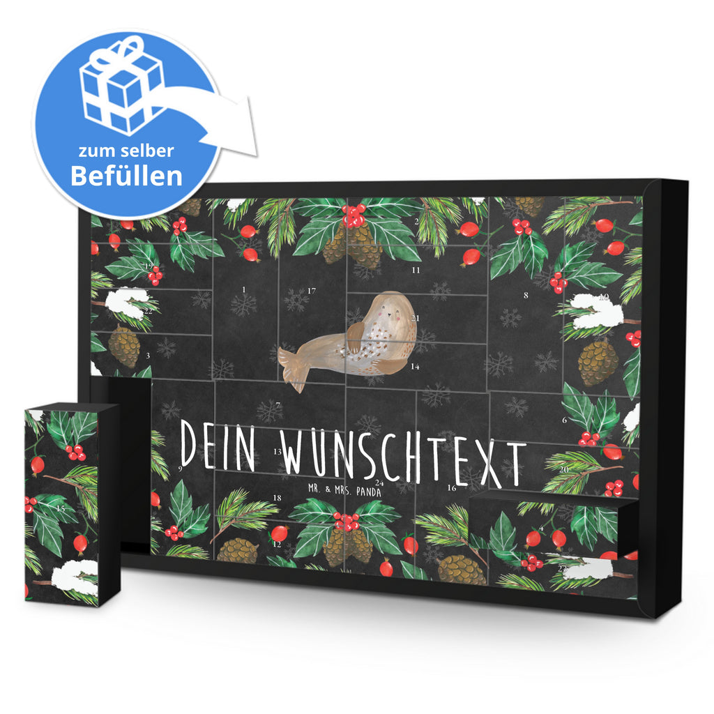 Personalisierter Befüllbarer Adventskalender Robbe Lachen Befüllbarer Adventskalender, Adventskalender zum selbst befüllen, Tiermotive, Gute Laune, lustige Sprüche, Tiere, Robbe, Robben, Seehund, Strand, Meerestier, Ostsee, Nordsee