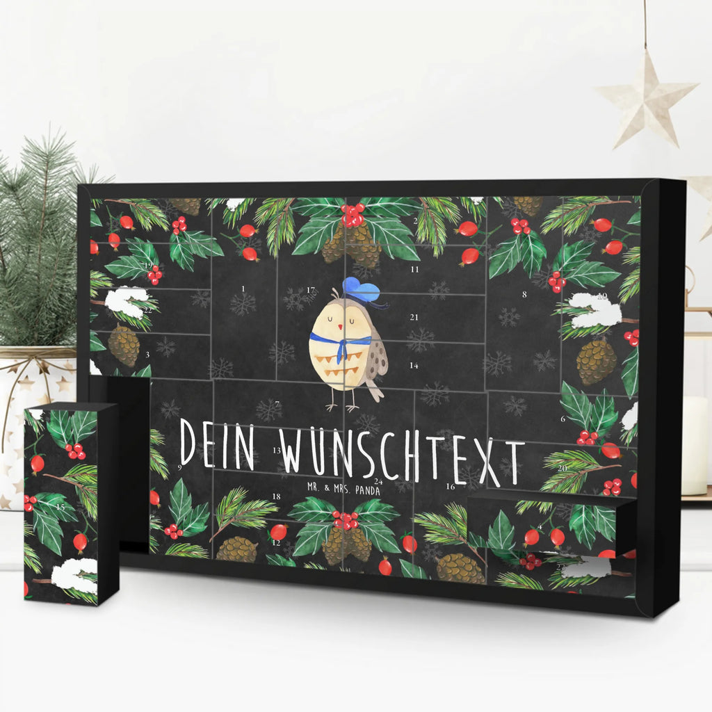 Personalisierter Befüllbarer Adventskalender Eule Matrose Befüllbarer Adventskalender, Adventskalender zum selbst befüllen, Eule, Eule Spruch, Eule Deko, Owl, Wortspiel lustig, Matrose, Freundin, Ehe, Seefahrer, Heimathafen, Hochzeitstag Geschenk