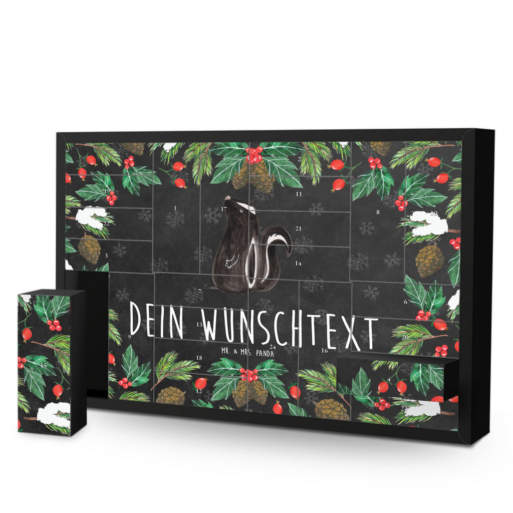 Personalisierter Befüllbarer Adventskalender Stinktier Sitzen Befüllbarer Adventskalender, Adventskalender zum selbst befüllen, Stinktier, Skunk, Wildtier, Raubtier, Stinker, Stinki, Spruch, Büro, Recht, Besserwisser