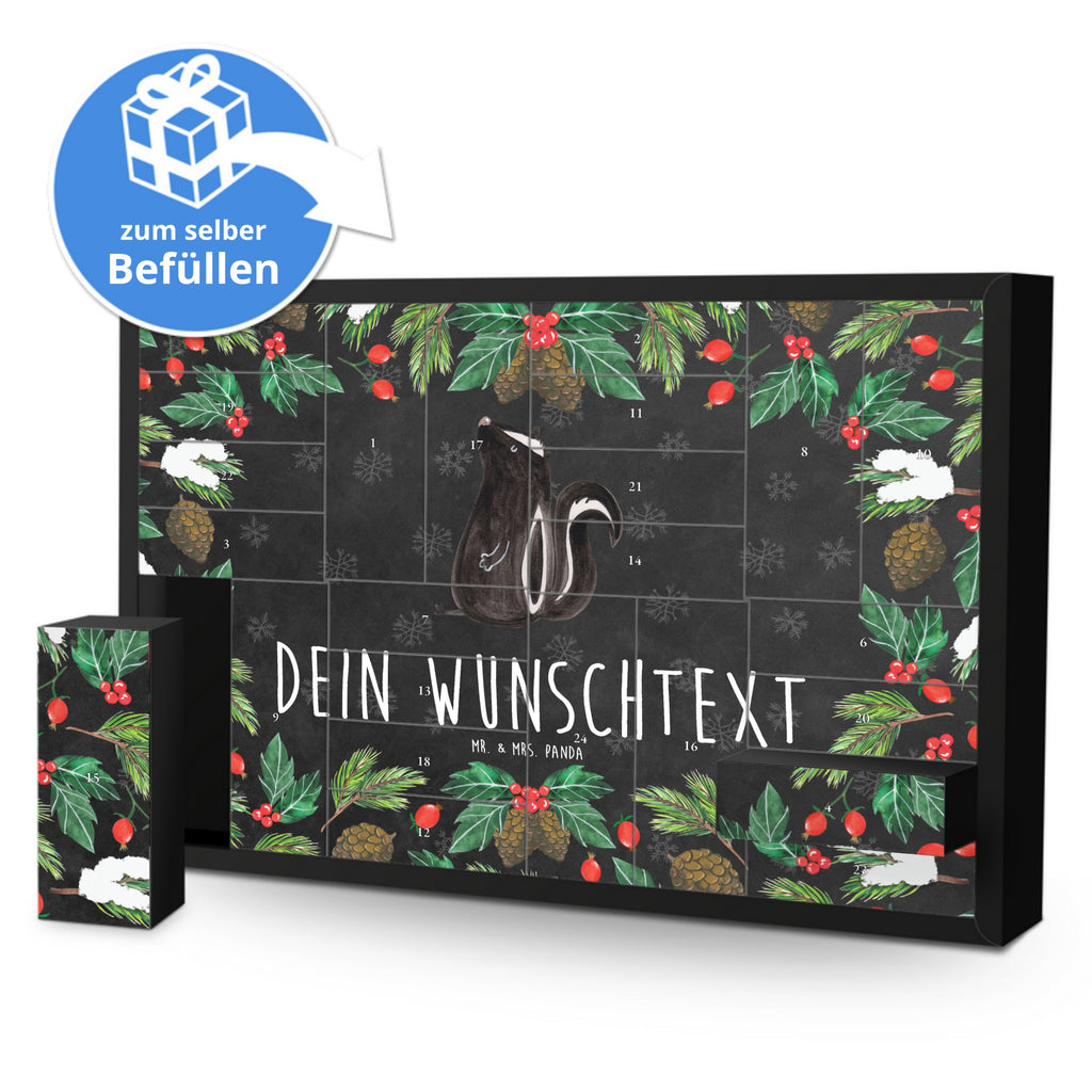 Personalisierter Befüllbarer Adventskalender Stinktier Sitzen Befüllbarer Adventskalender, Adventskalender zum selbst befüllen, Stinktier, Skunk, Wildtier, Raubtier, Stinker, Stinki, Spruch, Büro, Recht, Besserwisser