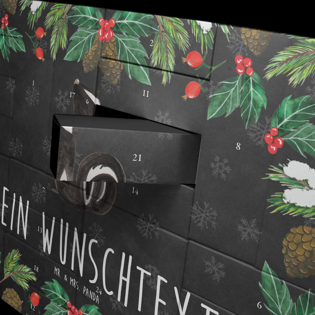 Personalisierter Befüllbarer Adventskalender Stinktier Sitzen Befüllbarer Adventskalender, Adventskalender zum selbst befüllen, Stinktier, Skunk, Wildtier, Raubtier, Stinker, Stinki, Spruch, Büro, Recht, Besserwisser