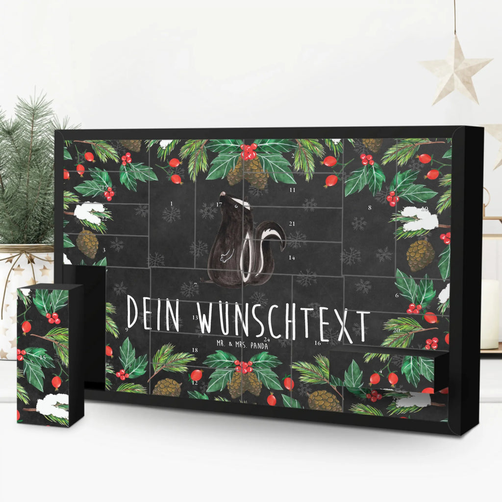 Personalisierter Befüllbarer Adventskalender Stinktier Sitzen Befüllbarer Adventskalender, Adventskalender zum selbst befüllen, Stinktier, Skunk, Wildtier, Raubtier, Stinker, Stinki, Spruch, Büro, Recht, Besserwisser