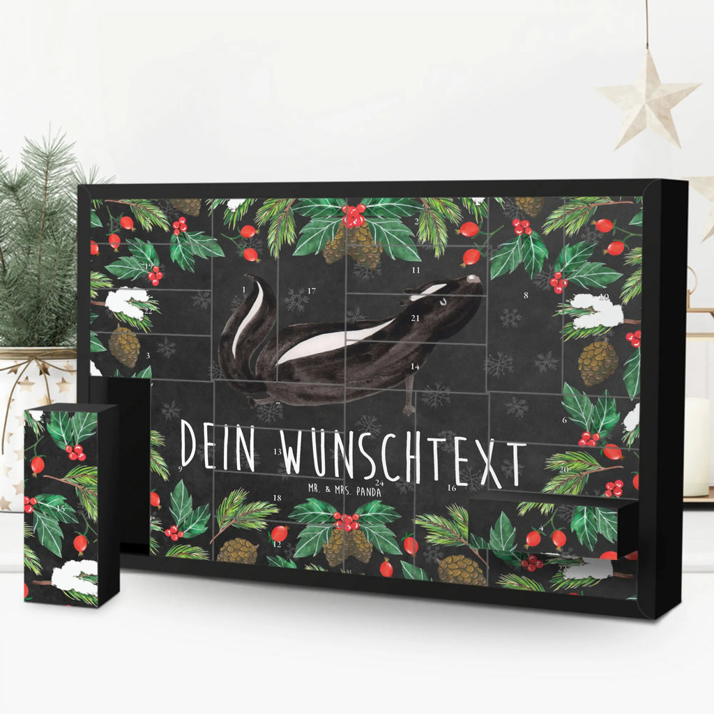 Personalisierter Befüllbarer Adventskalender Stinktier Yoga Befüllbarer Adventskalender, Adventskalender zum selbst befüllen, Stinktier, Skunk, Wildtier, Raubtier, Stinker, Stinki, Yoga, Namaste, Lebe, Liebe, Lache