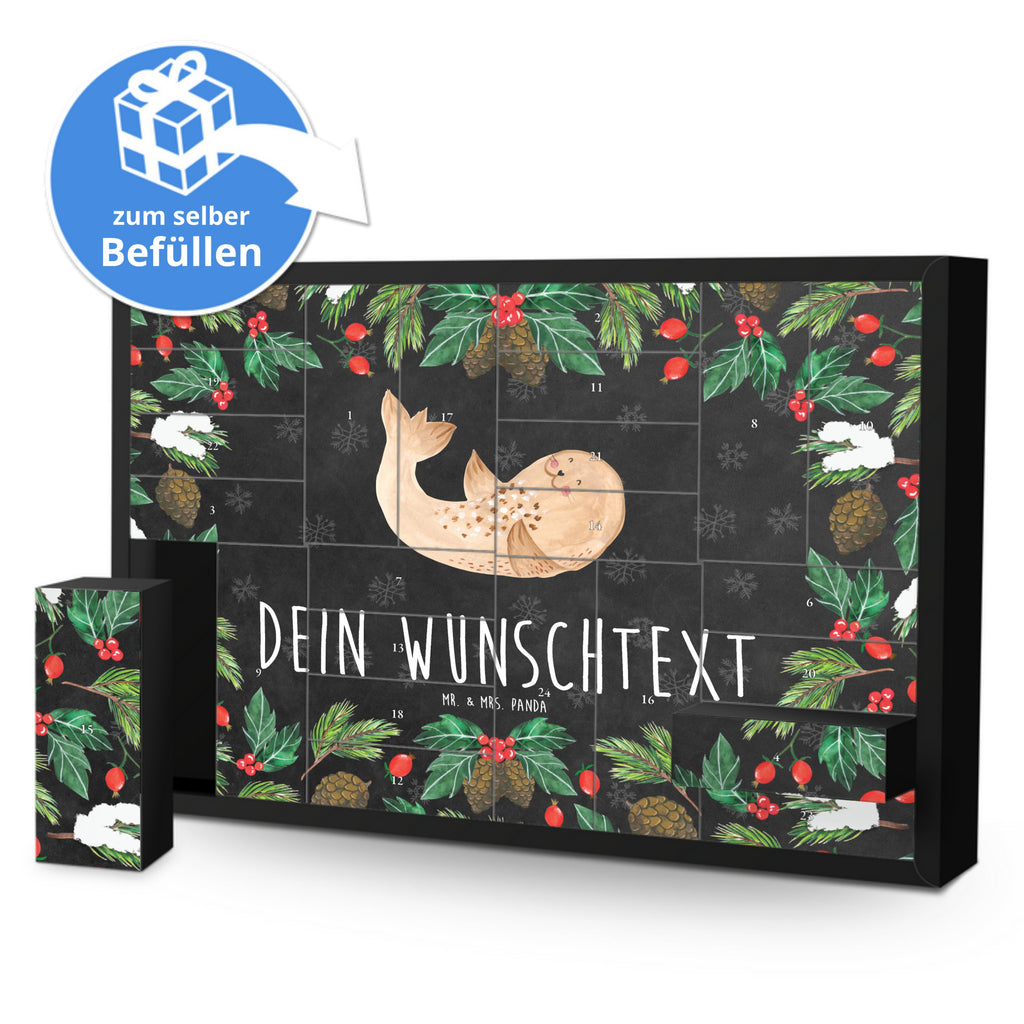 Personalisierter Befüllbarer Adventskalender Robbe Liegen Befüllbarer Adventskalender, Adventskalender zum selbst befüllen, Tiermotive, Gute Laune, lustige Sprüche, Tiere, Robbe, Robben, Seehund, Strand, Meerestier, Ostsee, Nordsee, Lachen, Freude